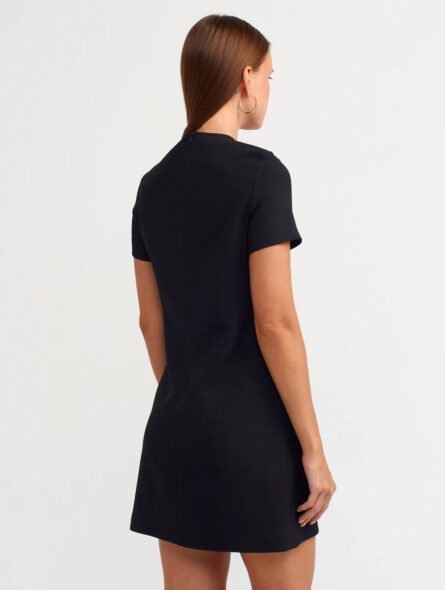 Bisiklet Yaka Mini Elbise - Görsel 2